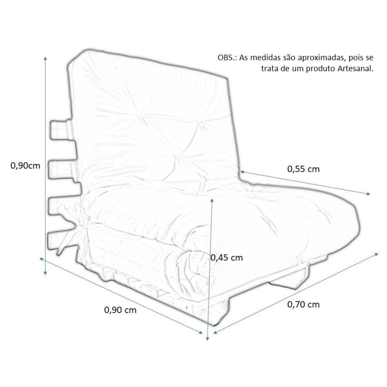 Sofa Cama Solteiro Futon Dobrável Preto