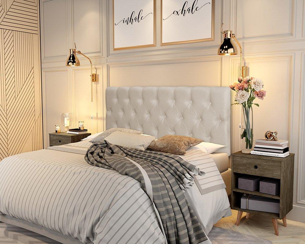 Painel Cabeceira Paris Queen Para Cama Box 1,58 Pávia Areia