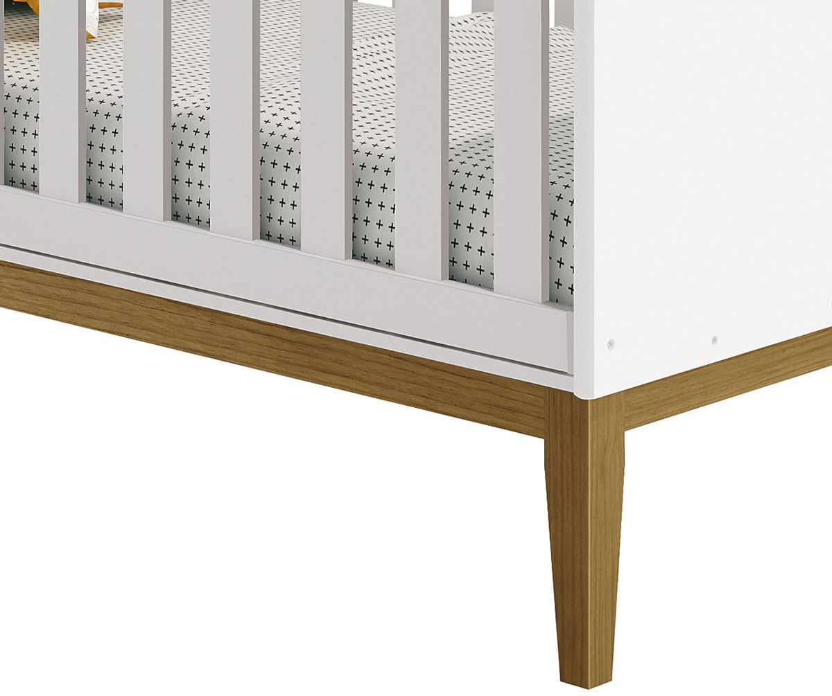 Berço Americano Classic New Branco Fosco com Madeira - MoveisAqui