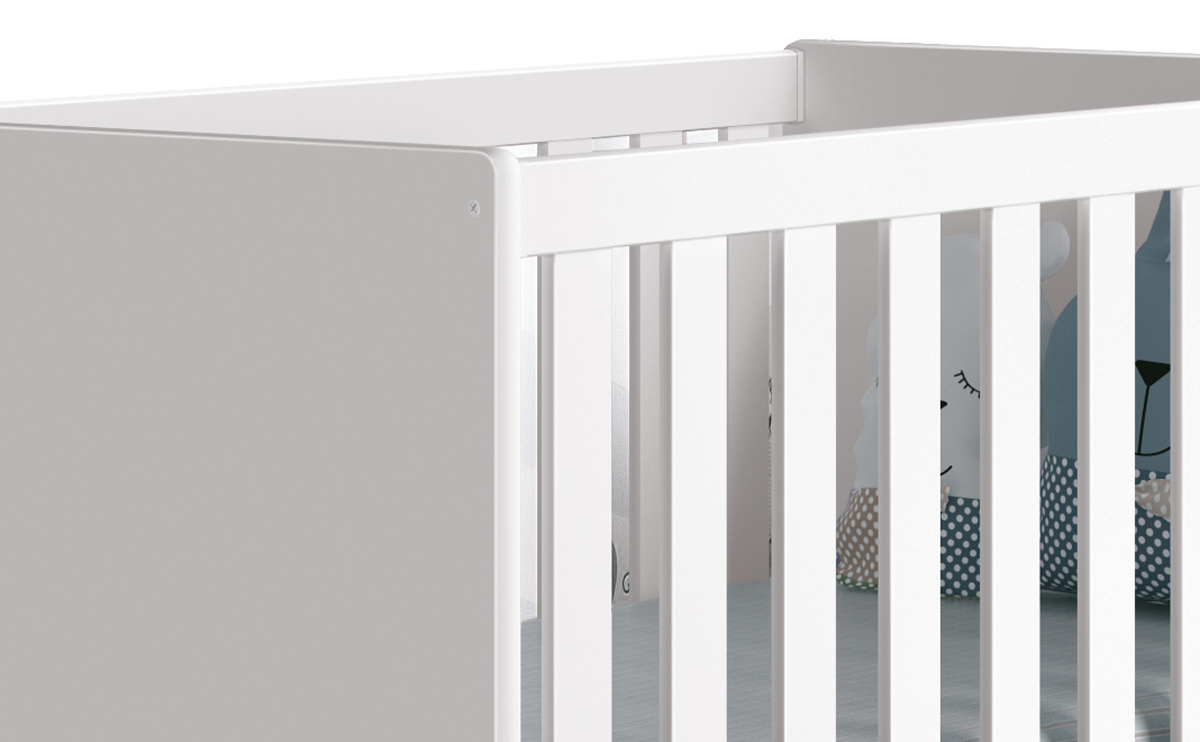 Berço Americano Classic New Branco Fosco com Madeira - MoveisAqui