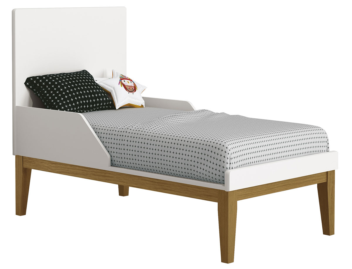 Berço Americano Classic New Branco Fosco com Madeira - MoveisAqui