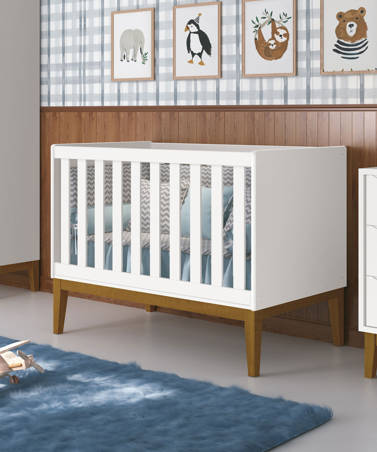 Berço Americano Classic New Branco Fosco com Madeira - Reller