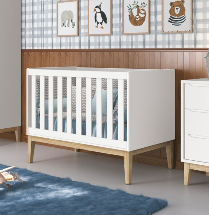 Berço Americano Classic New Branco Fosco com Natural - Reller