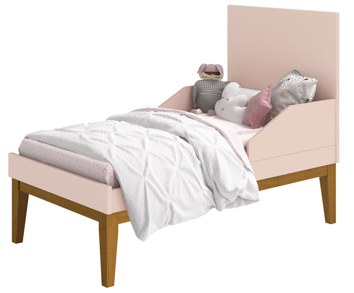 Berço Americano Classic New Rosa Fosco com Madeira - Reller