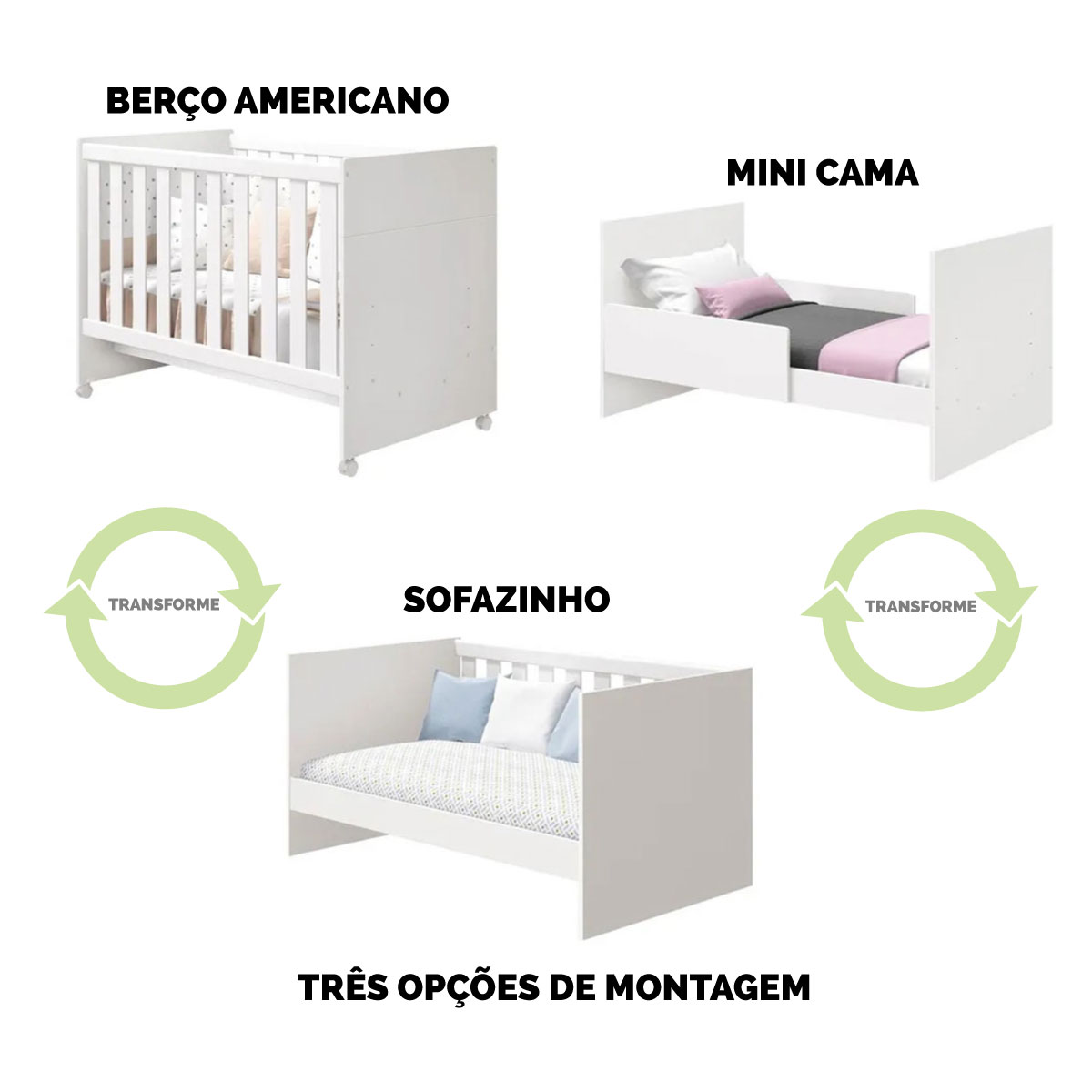 Berço Americano Katatau Branco Brilho - MoveisAqui