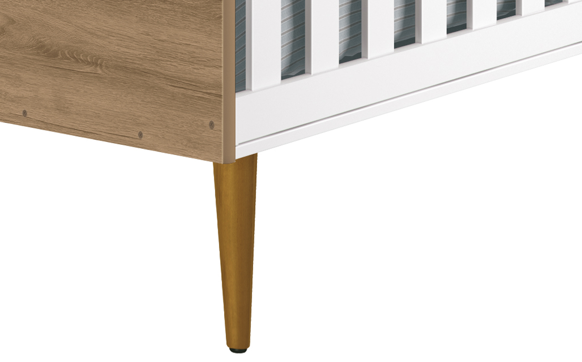Berço Americano Théo New Branco Fosco Mezzo com Madeira - MoveisAqui