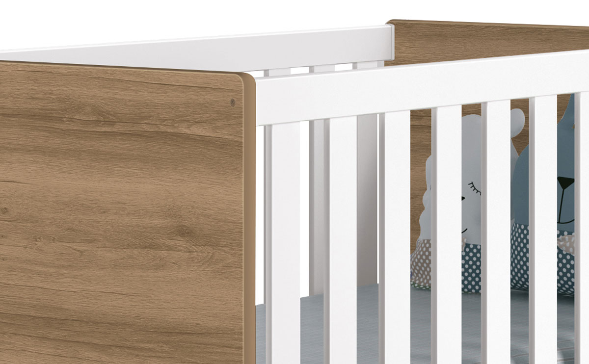 Berço Americano Théo New Branco Fosco Mezzo com Madeira - MoveisAqui