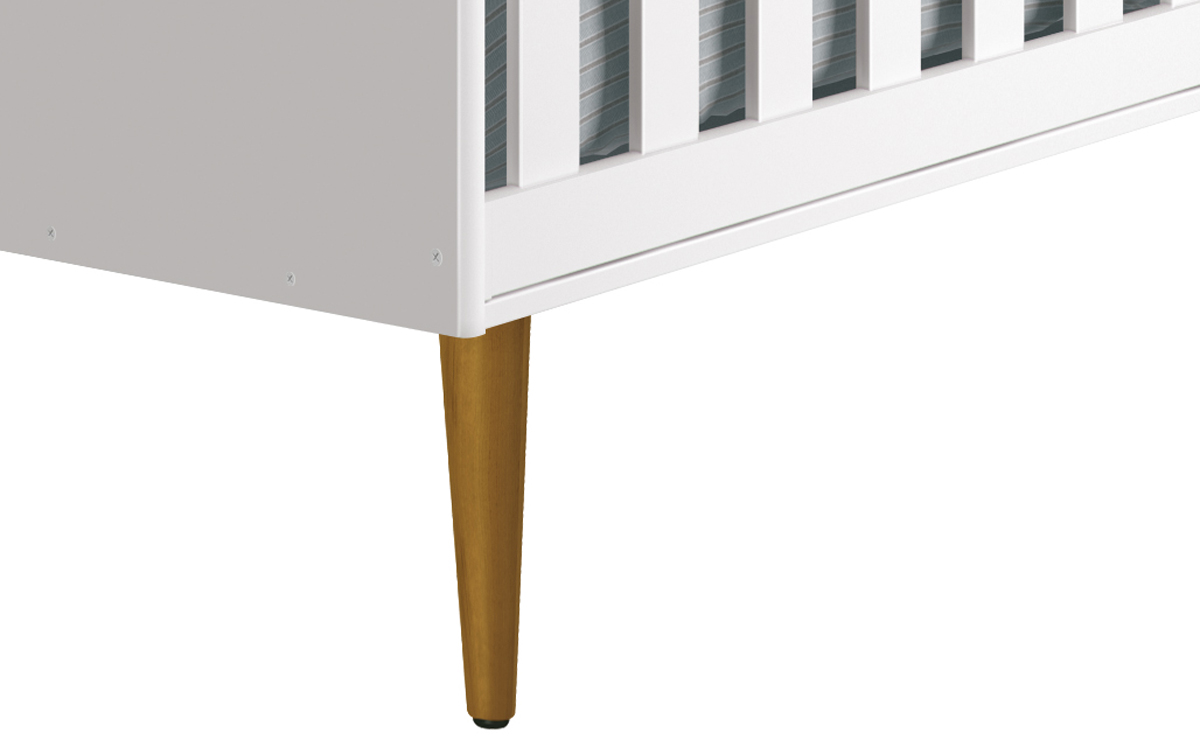 Berço Americano Théo New Branco Fosco com Madeira - Reller