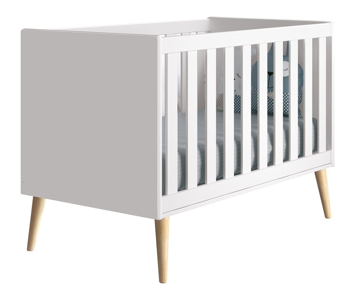 Berço Americano Théo New Branco Fosco com Natural - MoveisAqui