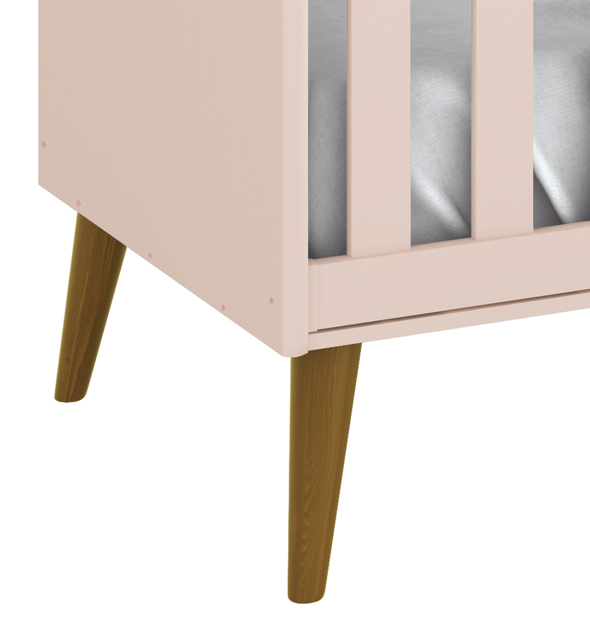 Berço Americano Théo New Rosa Fosco com Madeira - Reller