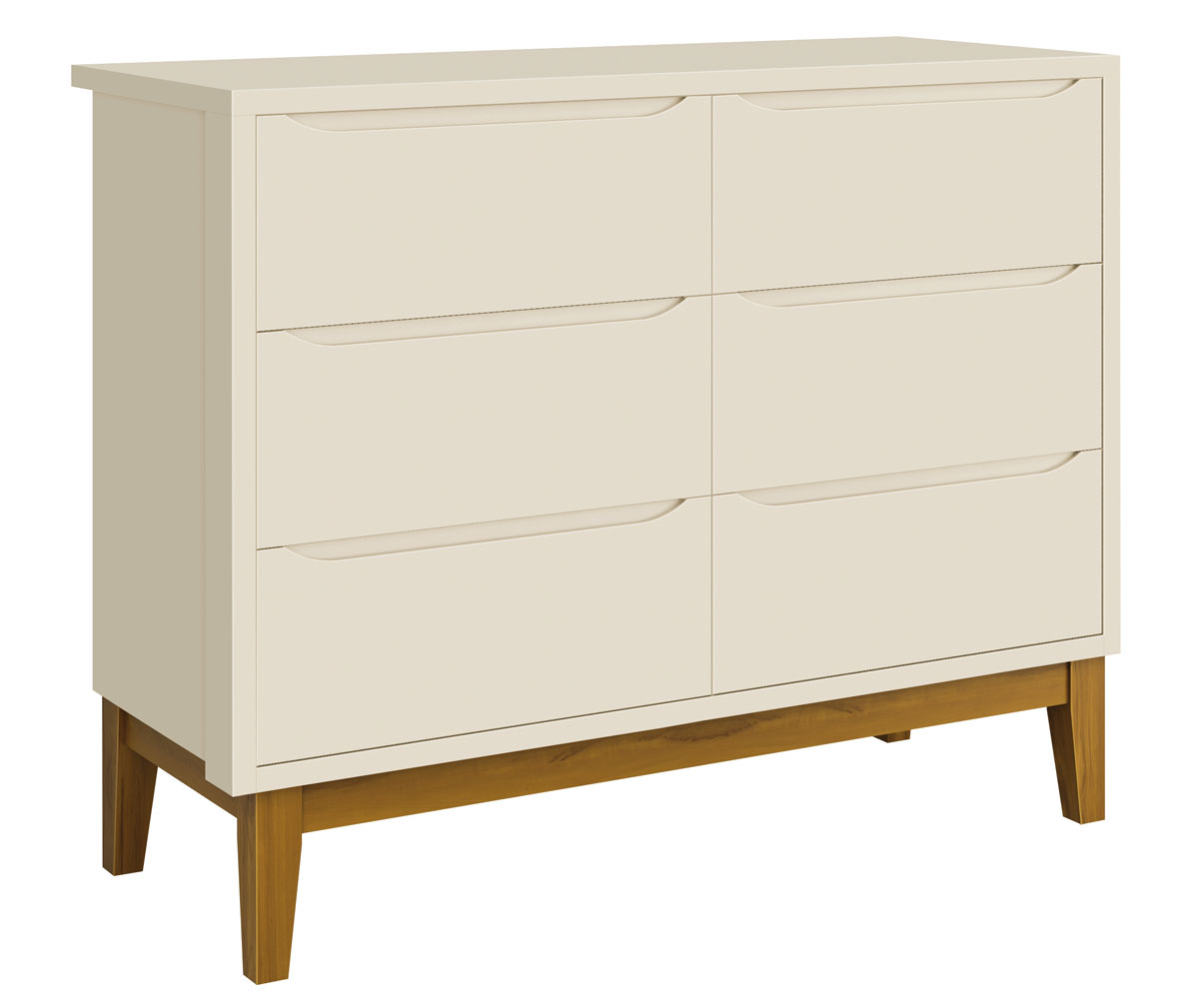 Cômoda 6 Gavetas Classic New Areia Fosco com Madeira - Reller