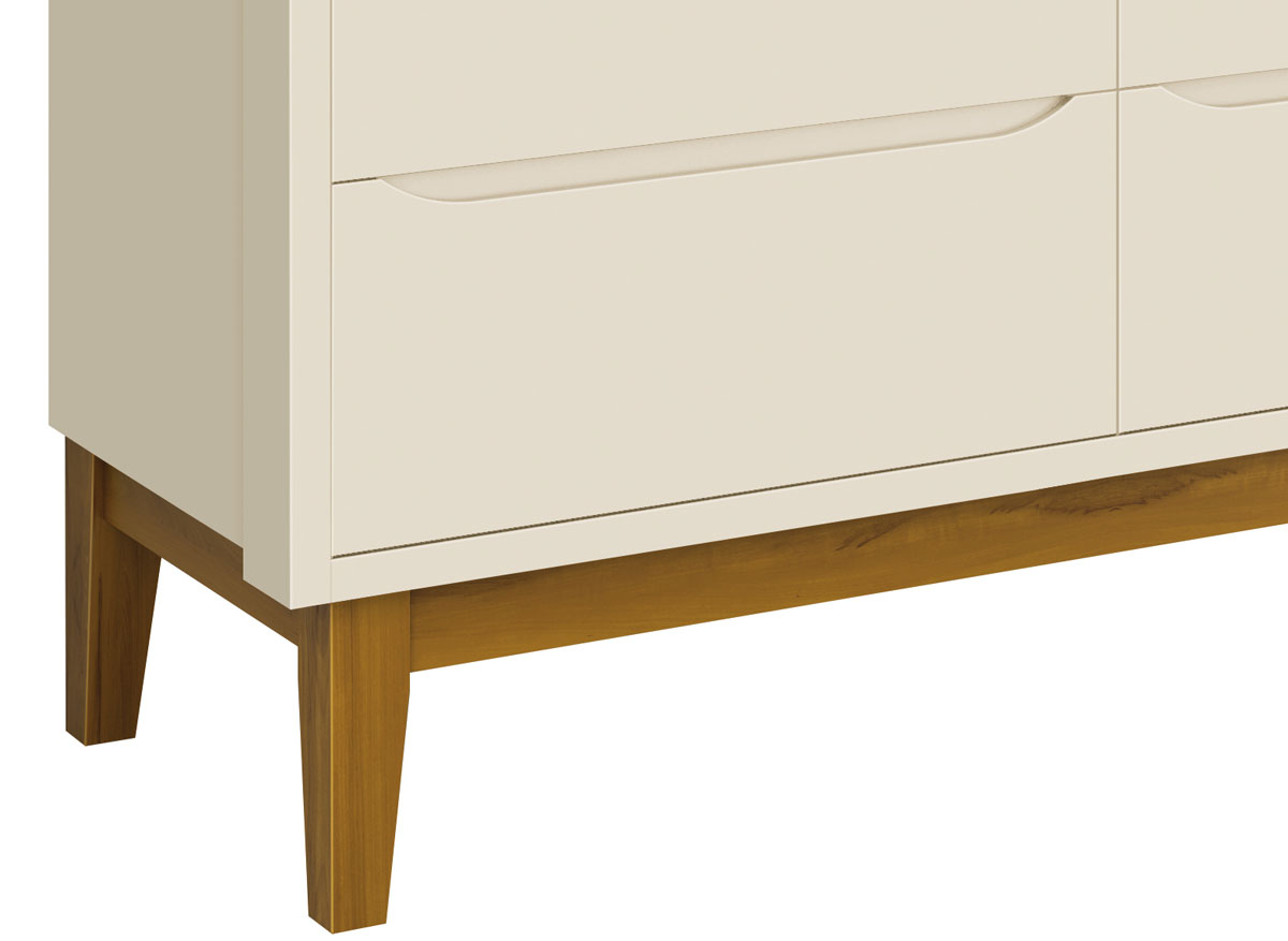 Cômoda 6 Gavetas Classic New Areia Fosco com Madeira - Reller
