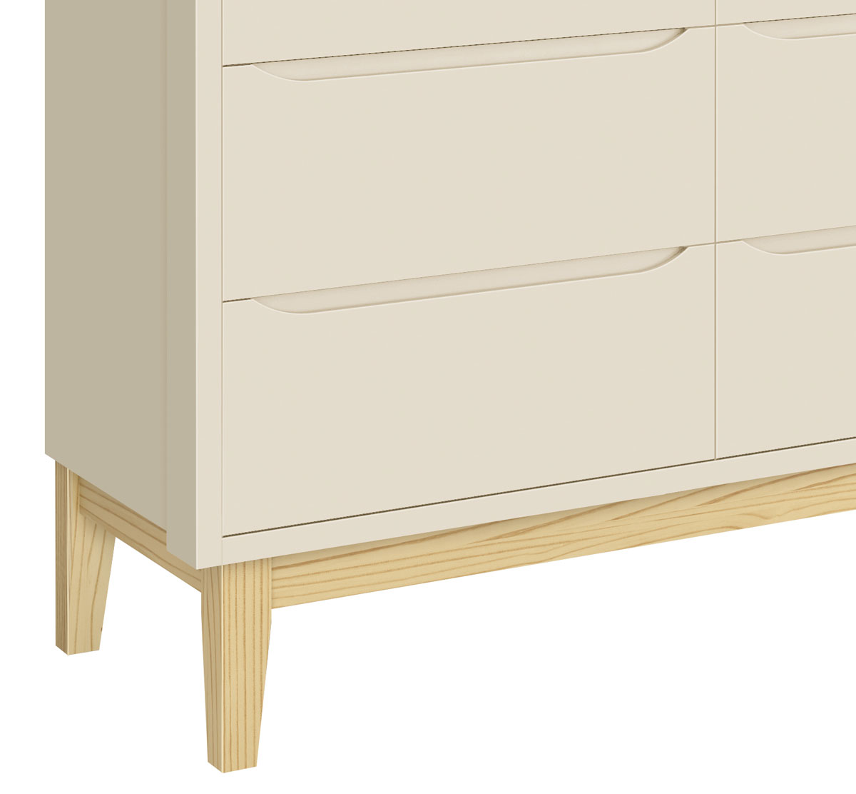 Cômoda 6 Gavetas Classic New Areia Fosco com Natural - Reller