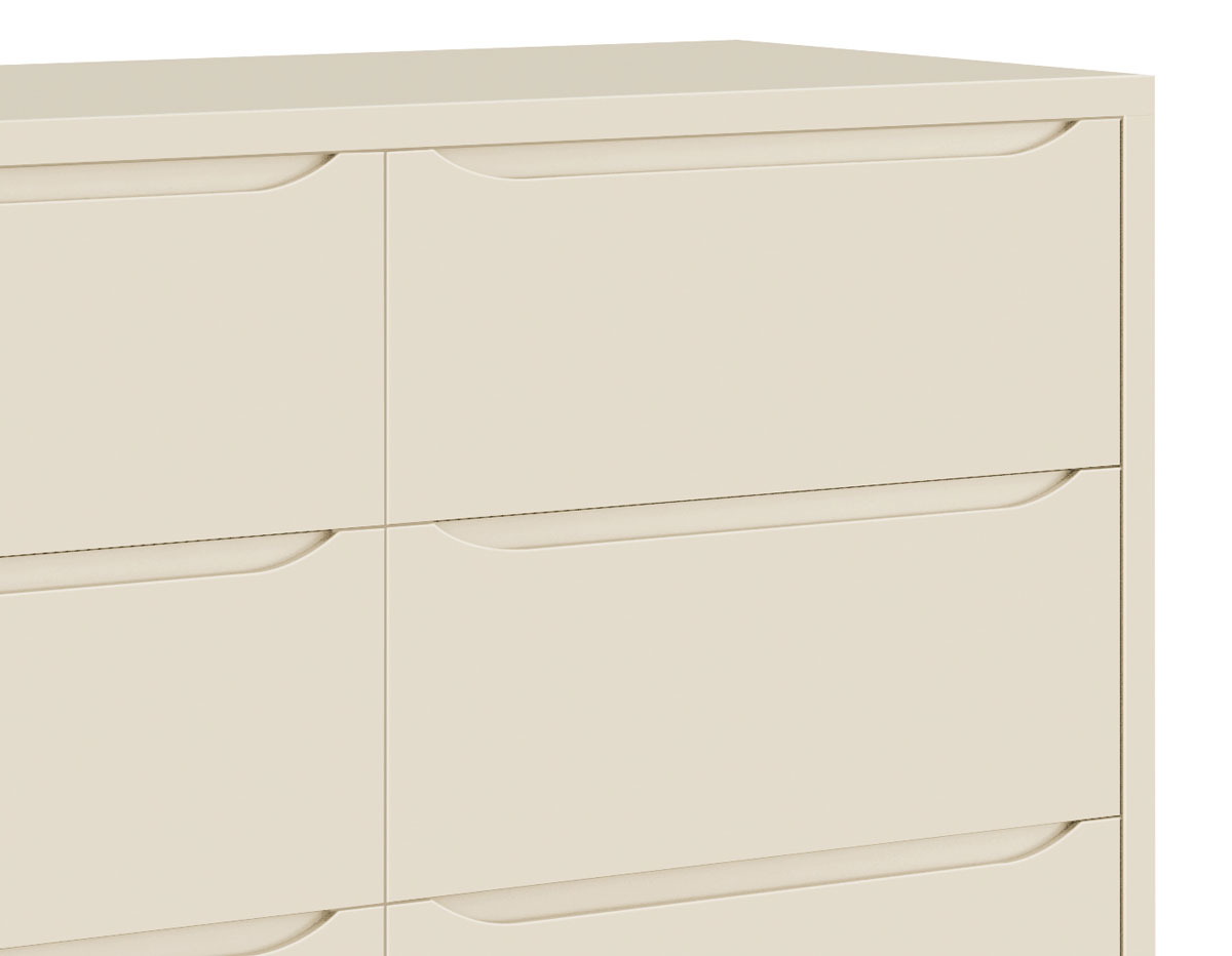 Cômoda 6 Gavetas Classic New Areia Fosco com Natural - Reller