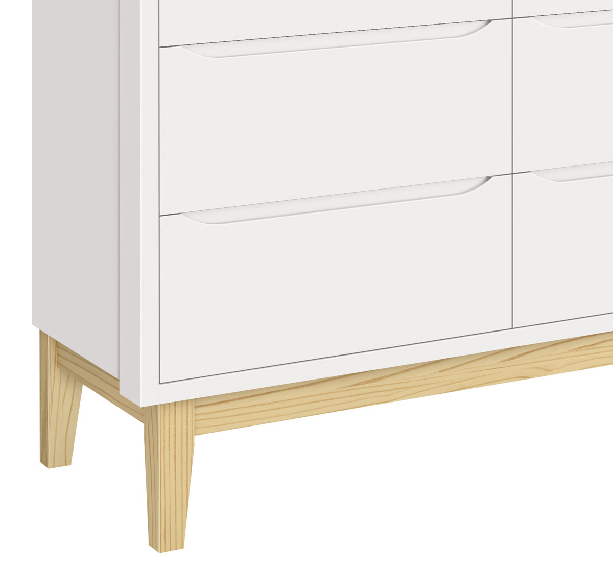 Cômoda 6 Gavetas Classic New Branco Fosco com Natural - Reller