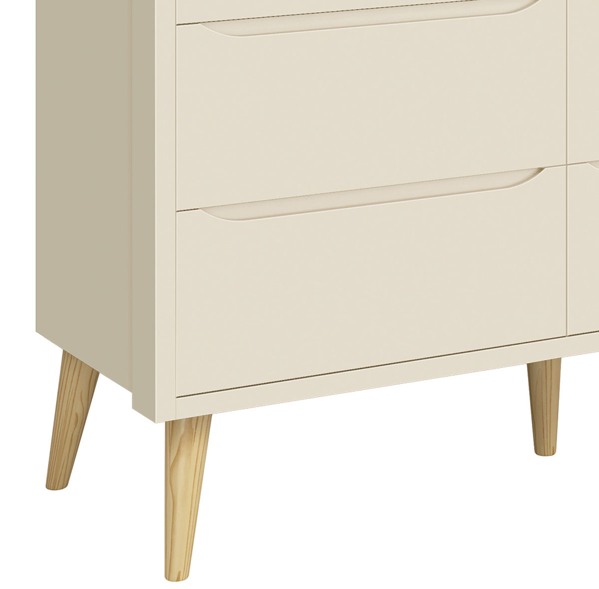 Cômoda 6 Gavetas Théo New Areia Fosco com Natural - MoveisAqui