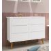 Cômoda 6 Gavetas Théo New Branco Fosco com Madeira - MoveisAqui