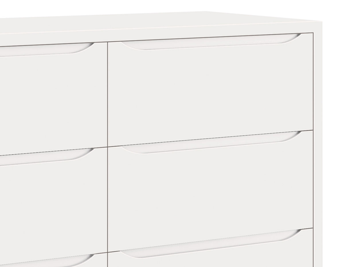 Cômoda 6 Gavetas Théo New Branco Fosco com Madeira - MoveisAqui