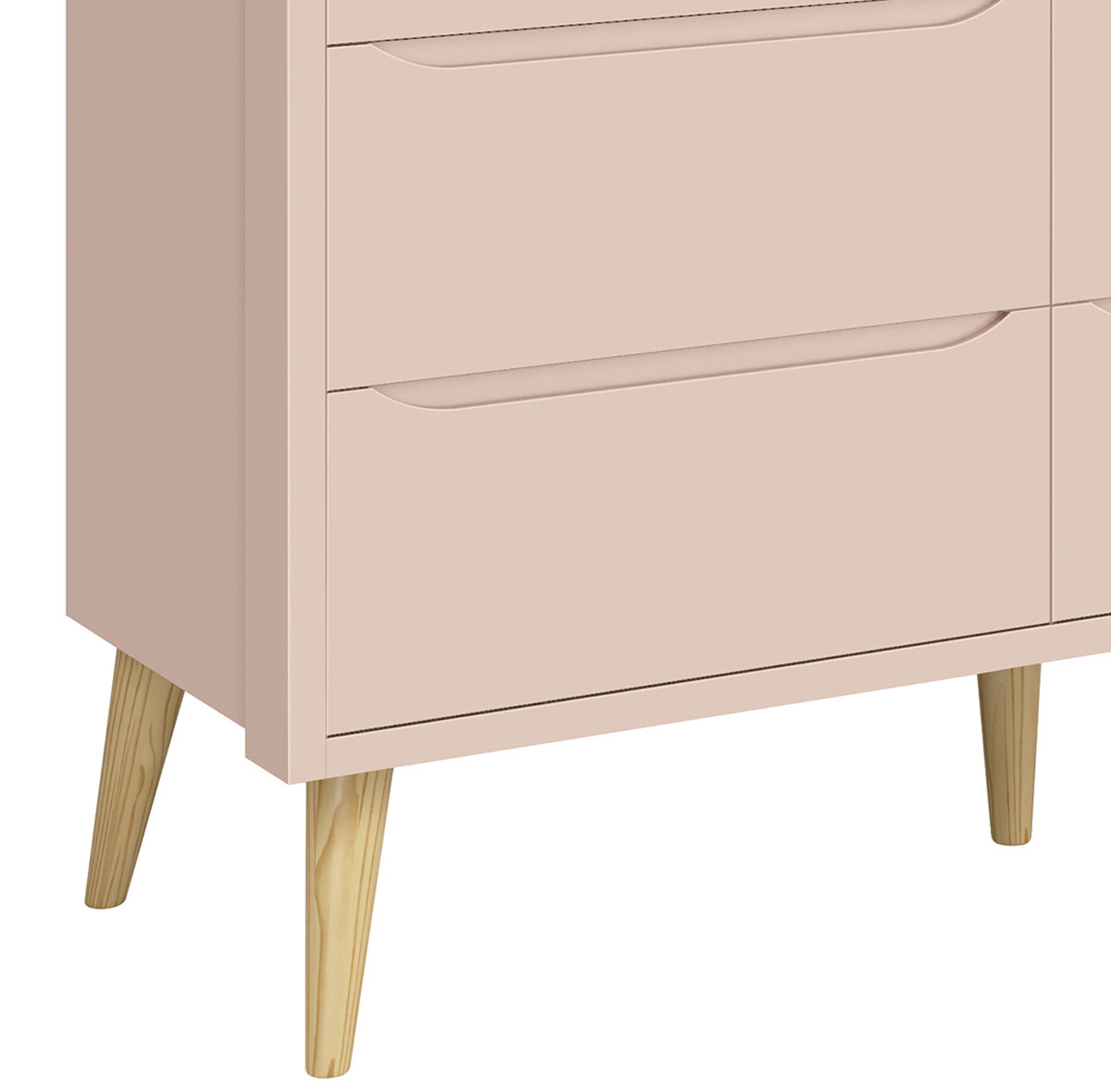 Cômoda 6 Gavetas Théo New Rosa Fosco com Natural - MoveisAqui