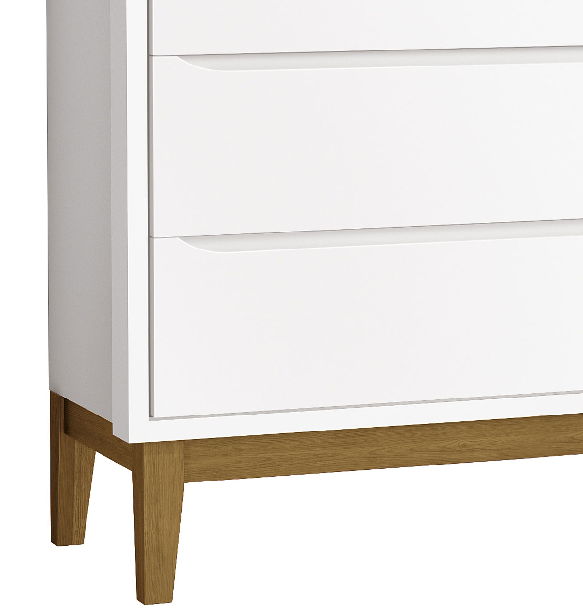 Cômoda Gaveteiro Classic New Branco Fosco com Madeira - Reller