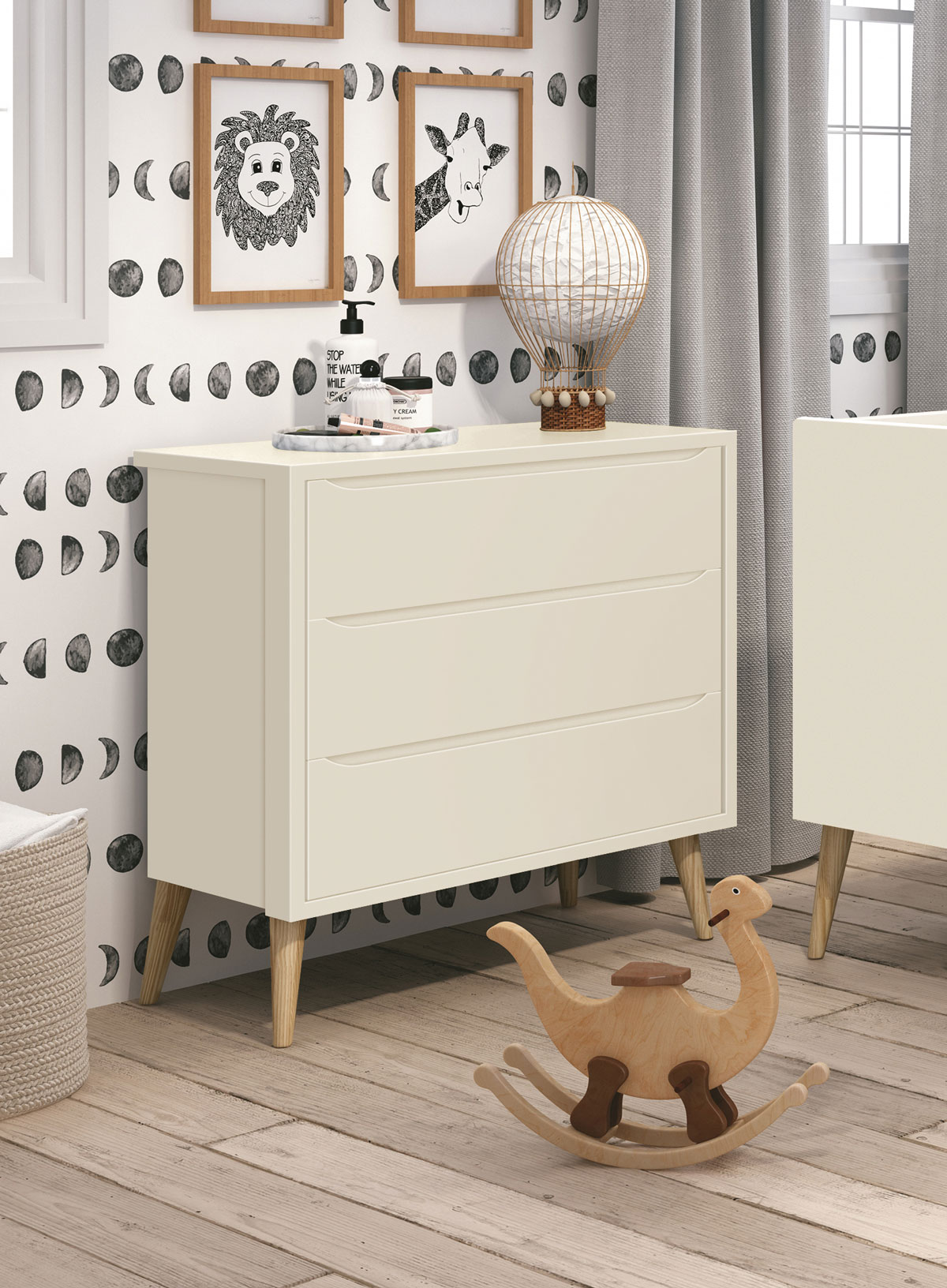 Cômoda Gaveteiro Théo New Areia Fosco com Natural - Reller