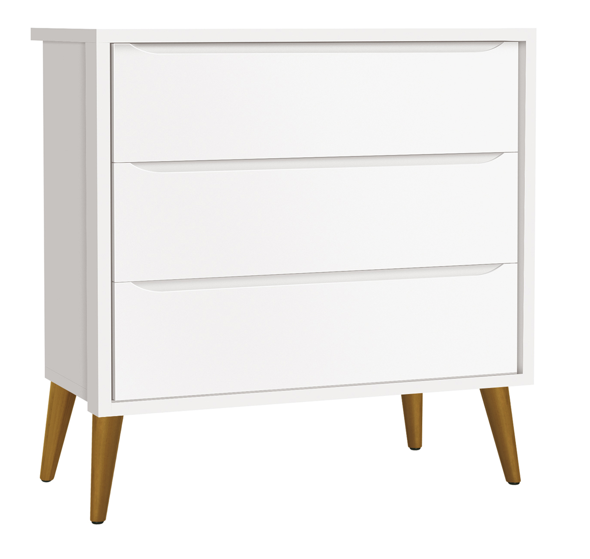 Cômoda Gaveteiro Théo New Branco Fosco com Madeira - MoveisAqui