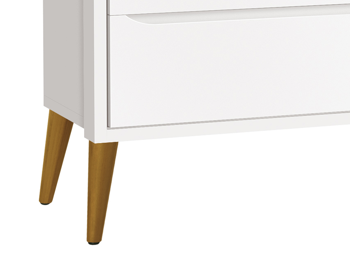 Cômoda Gaveteiro Théo New Branco Fosco com Madeira - Reller