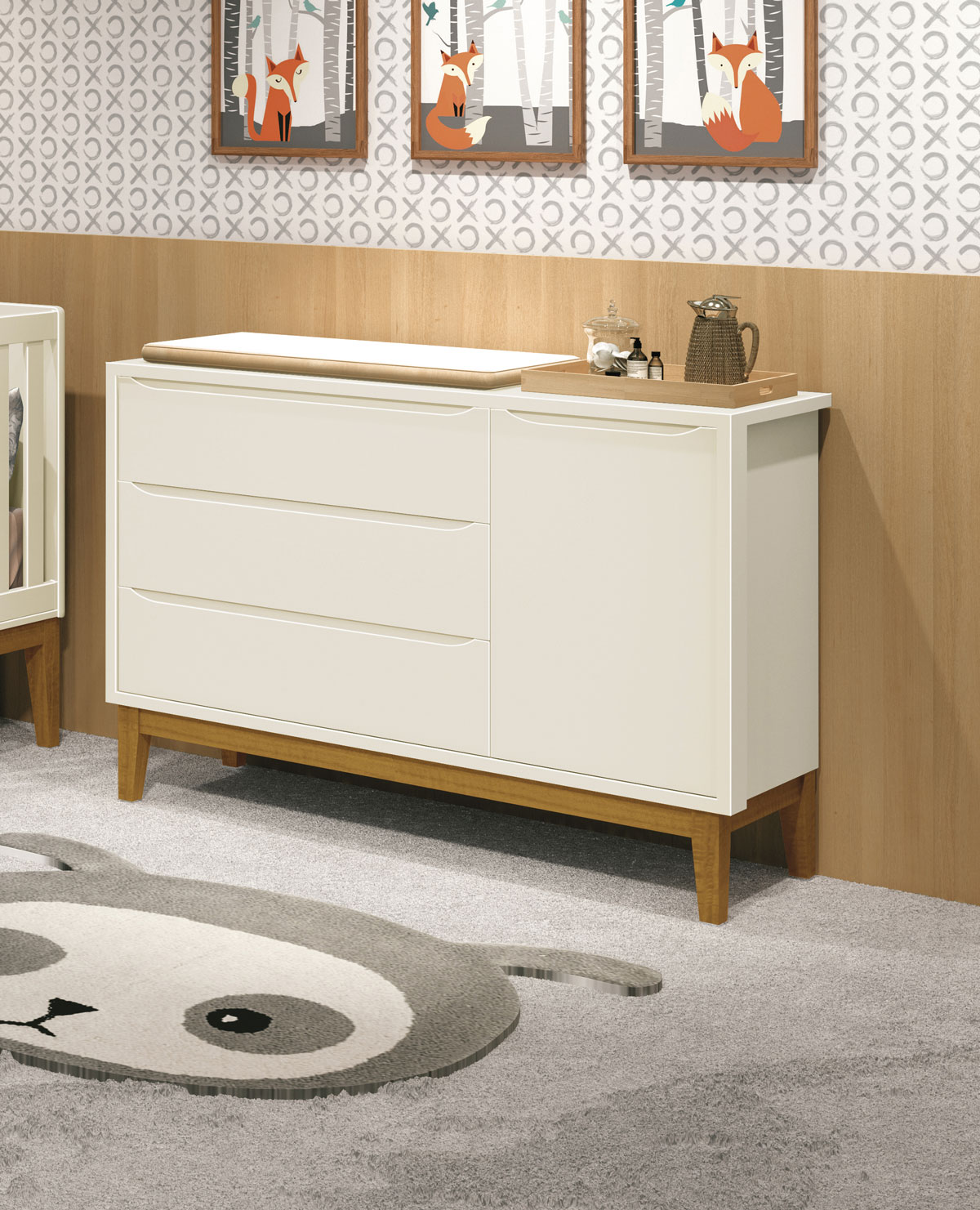 Cômoda Sapateira Classic New Areia Fosco com Madeira - Reller