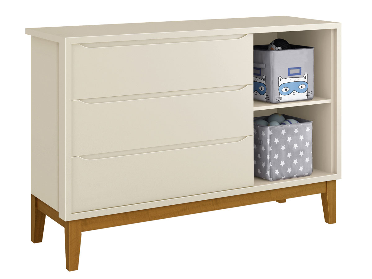 Cômoda Sapateira Classic New Areia Fosco com Madeira - Reller