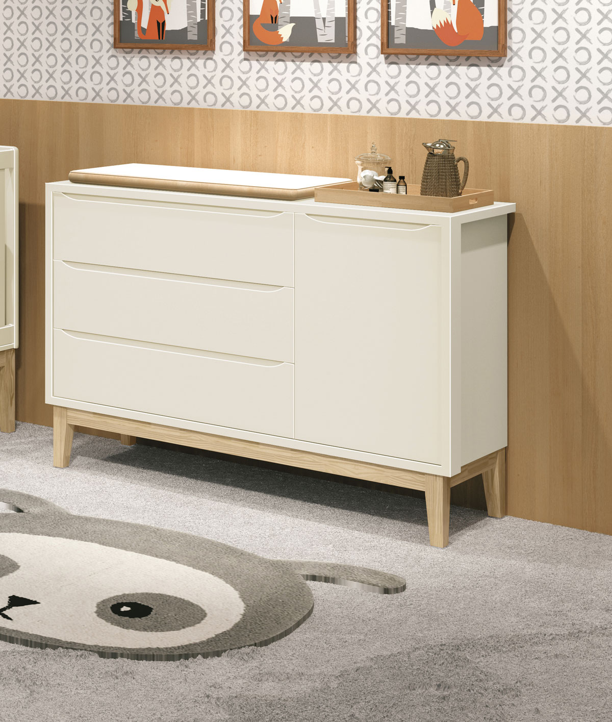 Cômoda Sapateira Classic New Areia Fosco com Natural - Reller