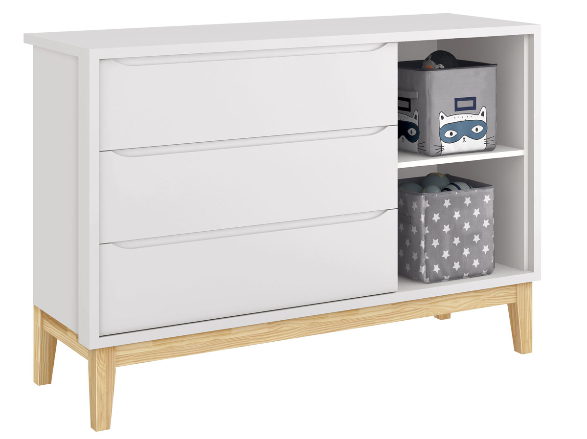 Cômoda Sapateira Classic New Branco Fosco com Natural - Reller