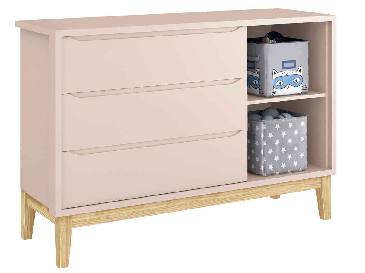 Cômoda Sapateira Classic New Rosa Fosco com Natural - Reller