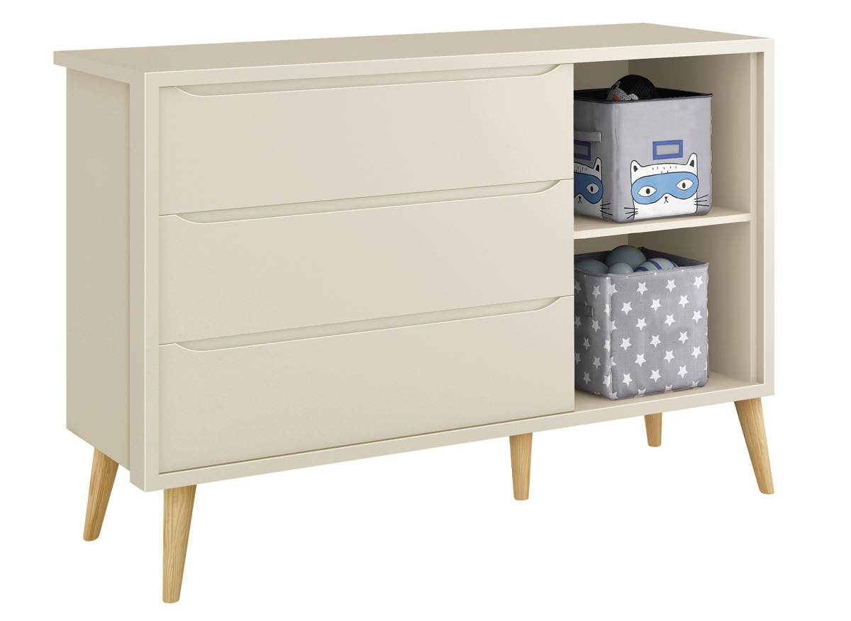 Cômoda Sapateira Théo New Areia Fosco com Natural - MoveisAqui