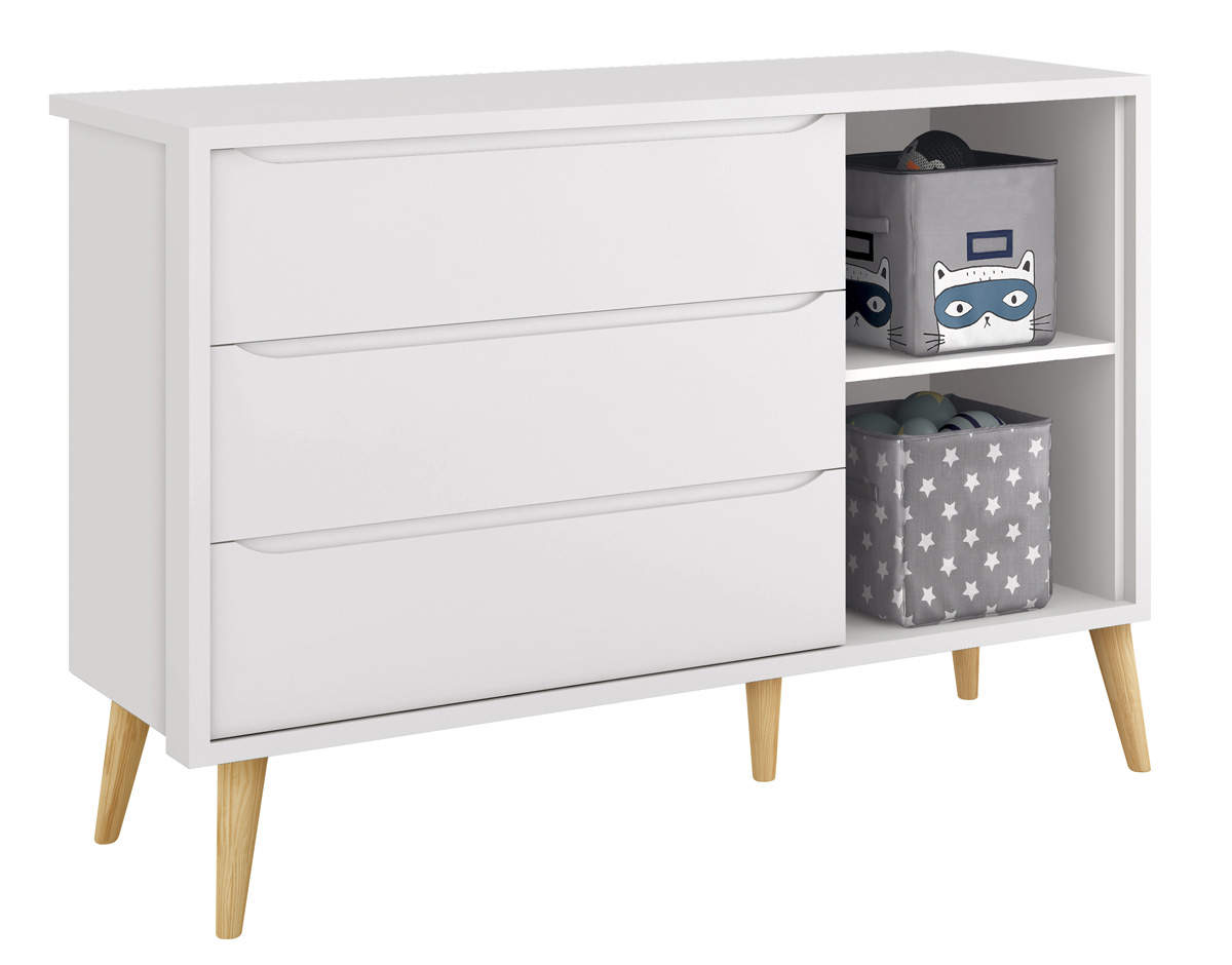 Cômoda Sapateira Théo New Branco Fosco com Natural - MoveisAqui