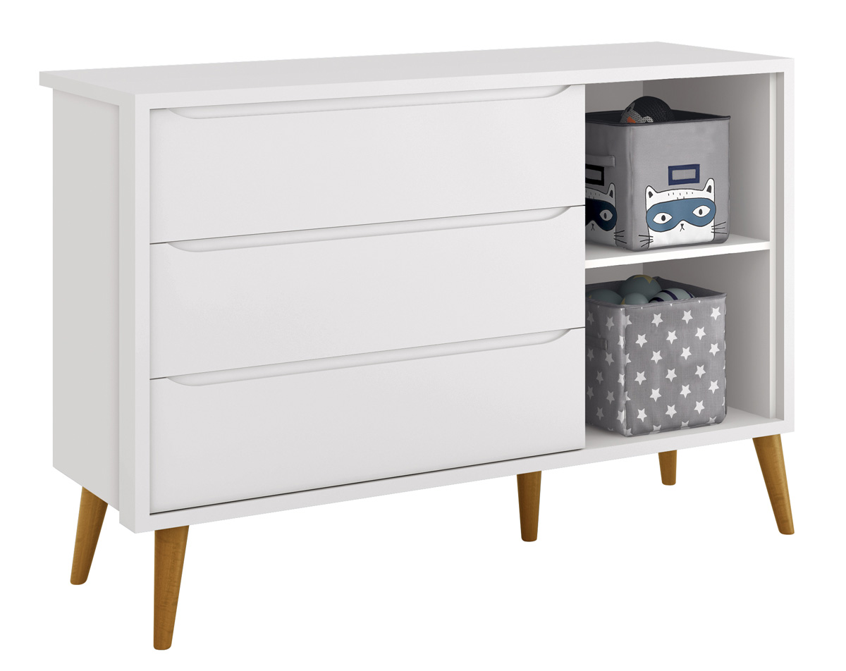 Cômoda Sapateira Théo New Branco Fosco com Natural - Reller