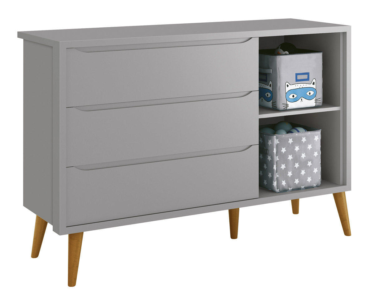 Cômoda Sapateira Théo New Cinza Fosco com Natural - Reller