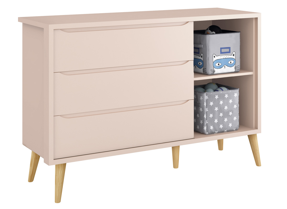 Cômoda Sapateira Théo New Rosa Fosco com Natural - MoveisAqui