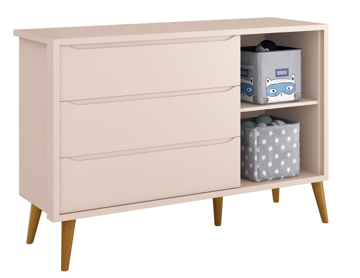 Cômoda Sapateira Théo New Rosa Fosco com Natural - Reller