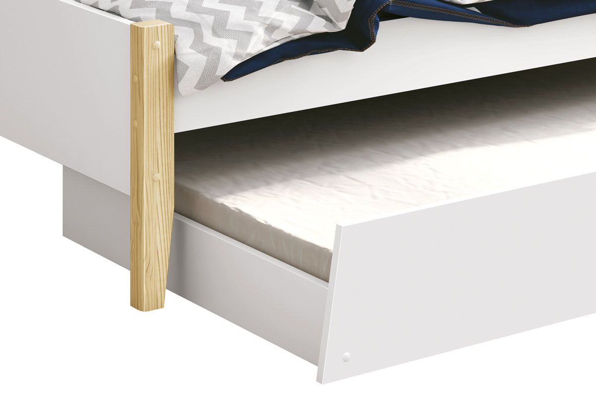 Cama Babá Solteiro com Auxiliar Simba Branco Fosco com Natural - MoveisAqui