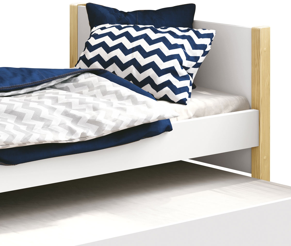 Cama Babá Solteiro com Auxiliar Simba Branco Fosco com Natural - Reller