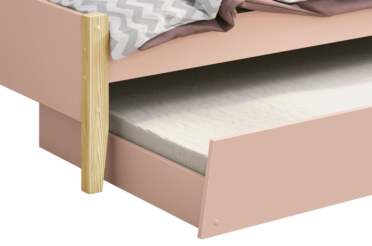 Cama Babá Solteiro com Auxiliar Simba Rosa Fosco com Natural - Reller