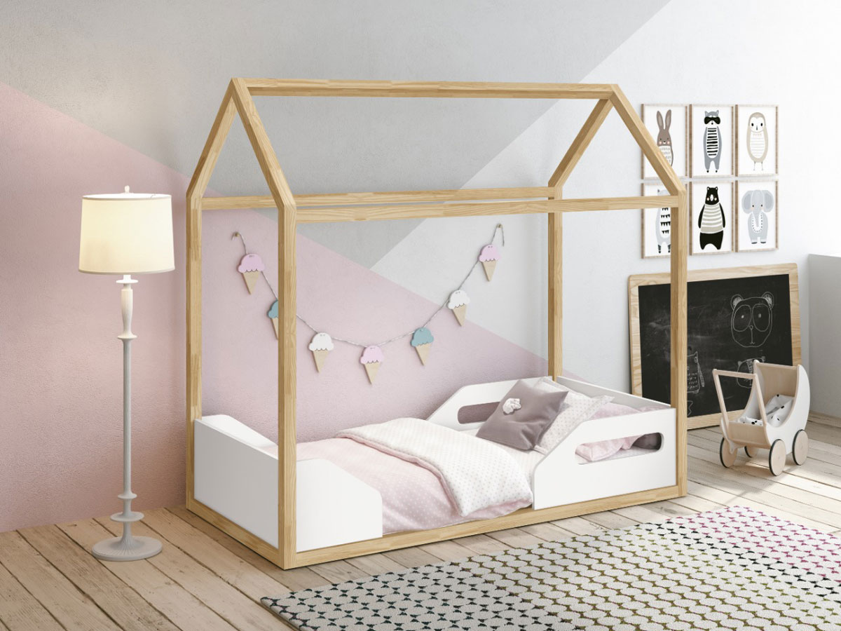 Cama Montessoriana Zoe Branco Fosco com Natural - MoveisAqui