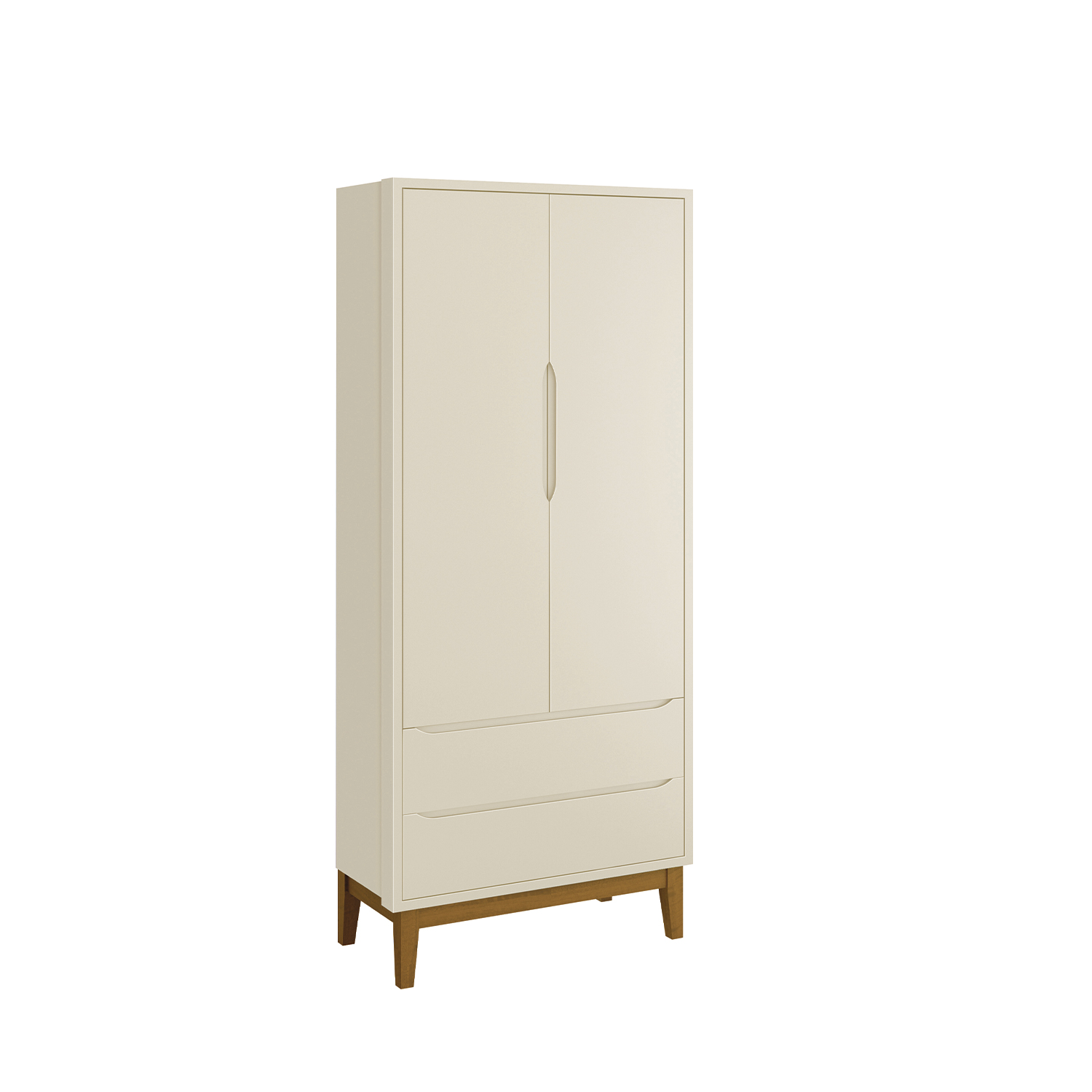Guarda-Roupa Retrô 2 Portas Classic New Areia Fosco com Madeira - Reller