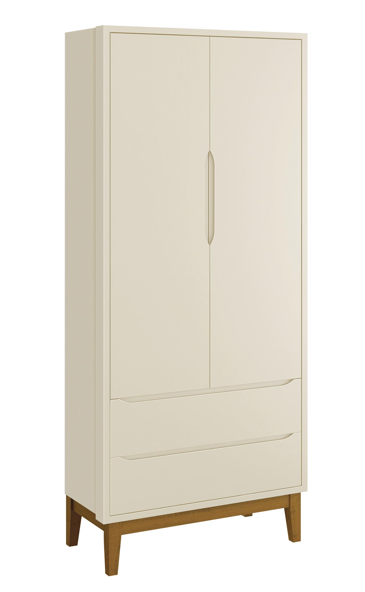 Guarda-Roupa Retrô 2 Portas Classic New Areia Fosco com Madeira - Reller