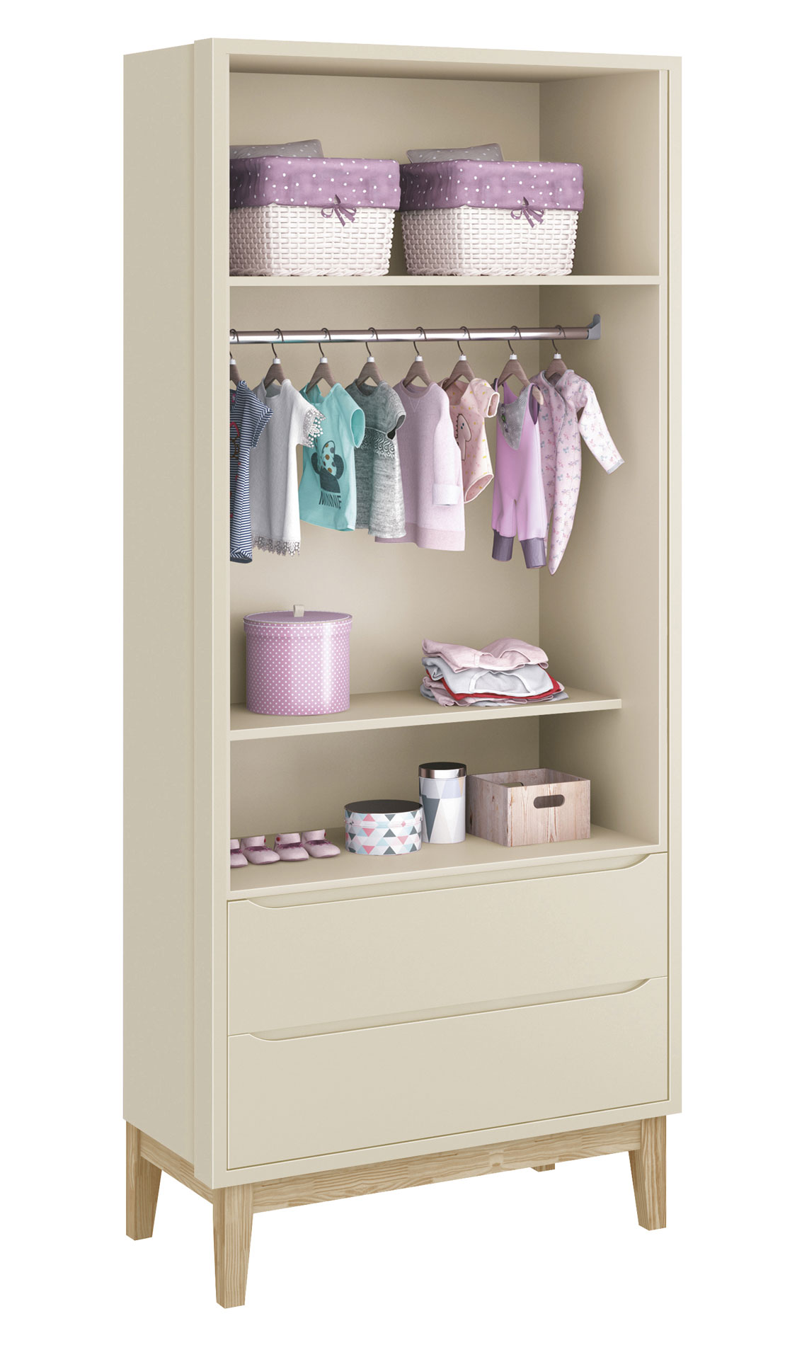 Guarda-Roupa Retrô 2 Portas Classic New Areia Fosco com Natural - Reller