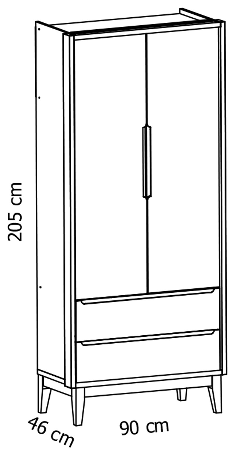 Guarda-Roupa Retrô 2 Portas Classic New Areia Fosco com Natural - Reller
