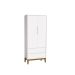 Guarda-Roupa Retrô 2 Portas Classic New Branco Fosco com Madeira - Reller