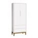 Guarda-Roupa Retrô 2 Portas Classic New Branco Fosco com Madeira - Reller