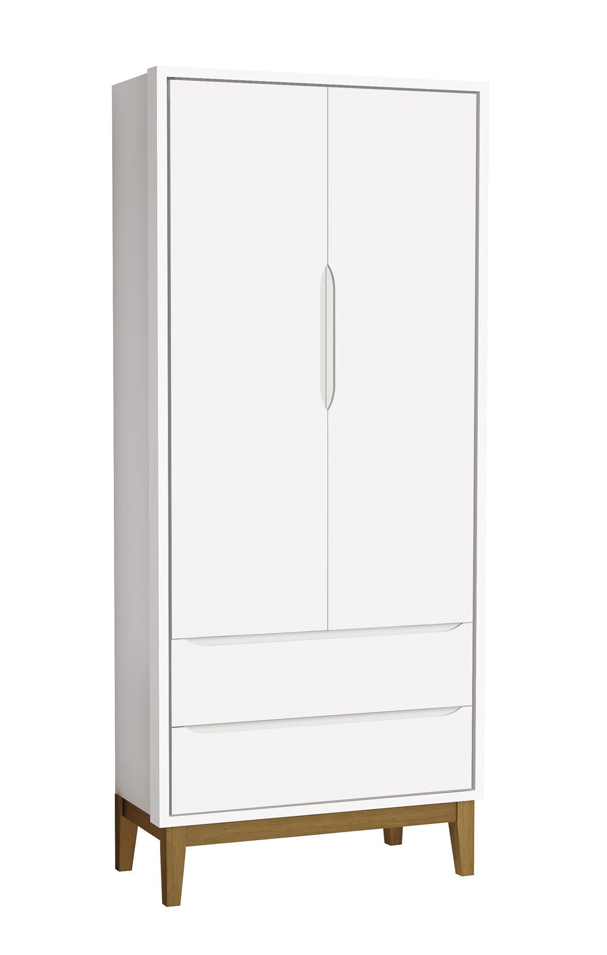 Guarda-Roupa Retrô 2 Portas Classic New Branco Fosco com Madeira - Reller
