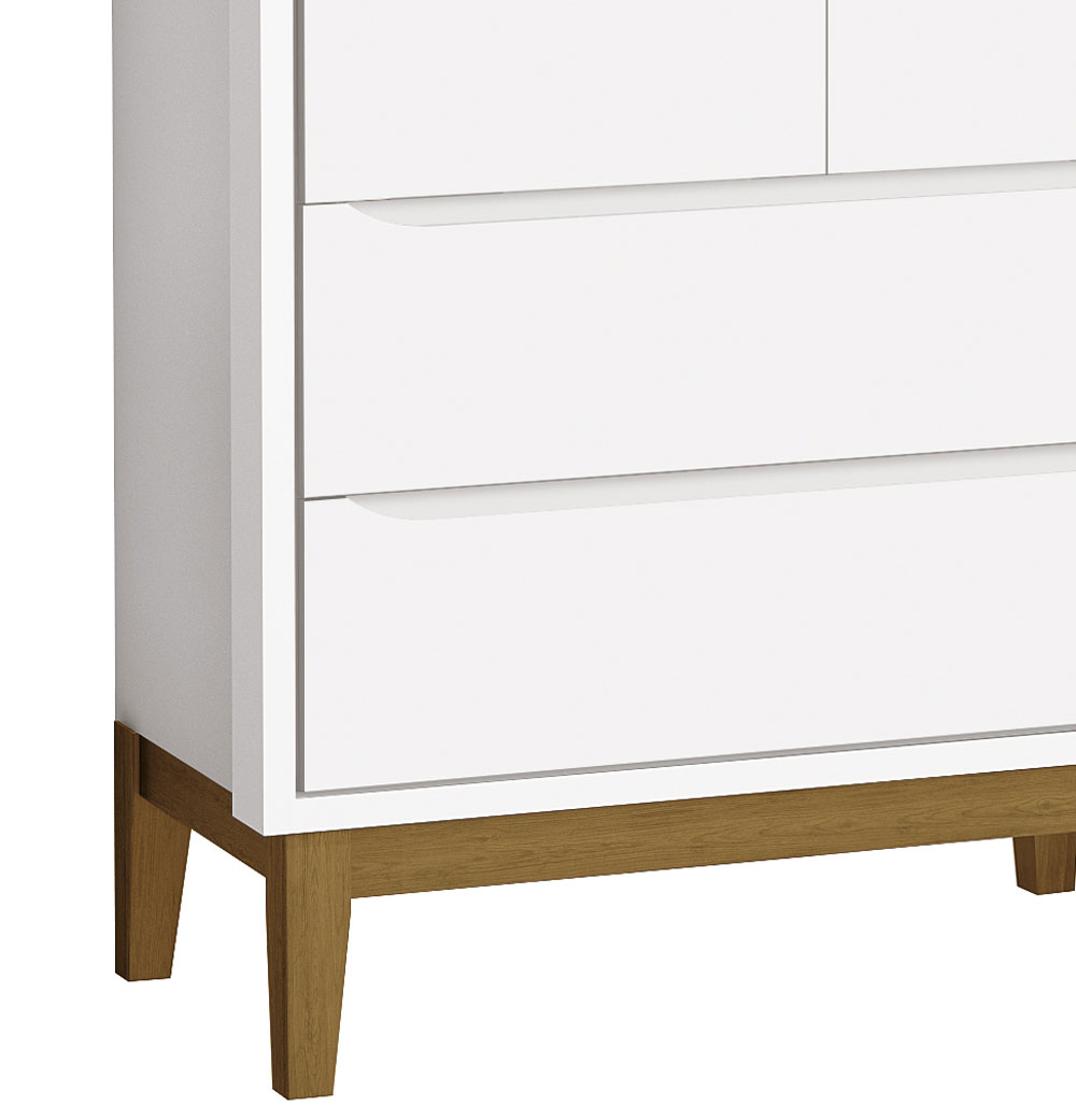 Guarda-Roupa Retrô 2 Portas Classic New Branco Fosco com Madeira - Reller
